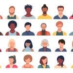 A set of people avatars with different hairstyles.