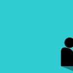 A minimalistic illustration of a person sitting at a desk, typing on a keyboard in front of a computer monitor, with a turquoise background and long shadow effect.
